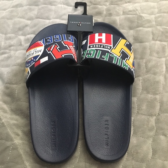 colorful tommy hilfiger slides